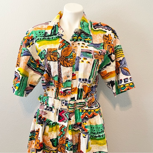 Vintage Together! Southwestern Watercolor Print Belted Dress - Picture 6 of 9